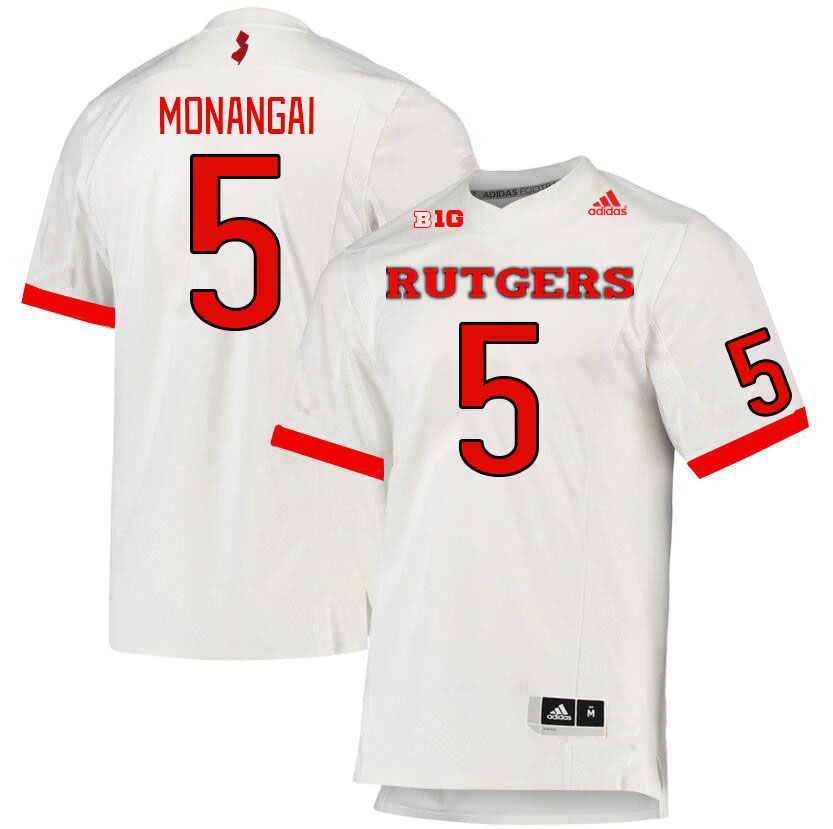 Men #5 Kyle Monangai Rutgers Scarlet Knights College Football Jerseys Stitched Sale-White